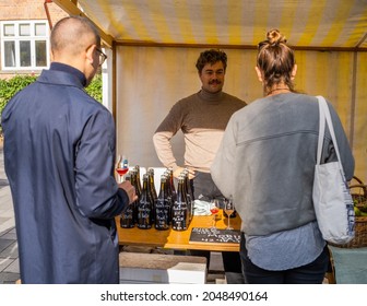 Copenhagen, Denmark - September 26 2021: Annual Organic Products Market In The District Nørrebro In Copenhagen