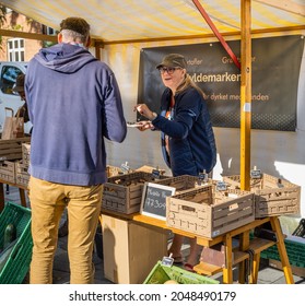 Copenhagen, Denmark - September 26 2021: Annual Organic Products Market In The District Nørrebro In Copenhagen