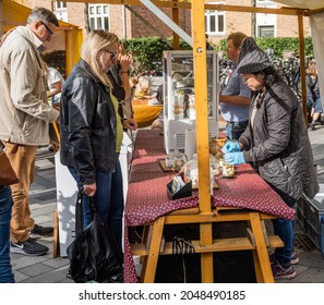 Copenhagen, Denmark - September 26 2021: Annual Organic Products Market In The District Nørrebro In Copenhagen