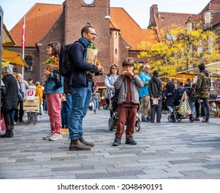 Copenhagen, Denmark - September 26 2021: Annual Organic Products Market In The District Nørrebro In Copenhagen