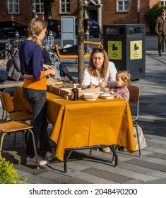 Copenhagen, Denmark - September 26 2021: Annual Organic Products Market In The District Nørrebro In Copenhagen