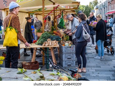 Copenhagen, Denmark - September 26 2021: Annual Organic Products Market In The District Nørrebro In Copenhagen