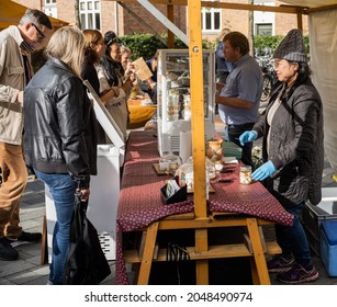 Copenhagen, Denmark - September 26 2021: Annual Organic Products Market In The District Nørrebro In Copenhagen