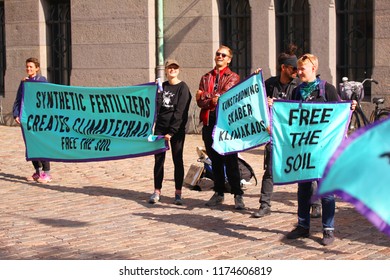 Copenhagen, Denmark - September 8, 2018: The Peoples Climate March For Global Climate Movement Had Actions Across The World. People In Many Countries Came Together Demanding Renewable Energy For All