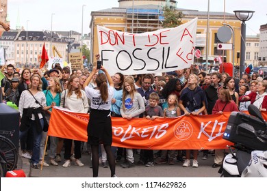 Copenhagen, Denmark - September 8, 2018: The Peoples Climate March For Global Climate Movement Had Actions Across The World. People In Many Countries Came Together Demanding Renewable Energy For All