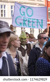 Copenhagen, Denmark - September 8, 2018: The Peoples Climate March For Global Climate Movement Had Actions Across The World. People In Many Countries Came Together Demanding Renewable Energy For All