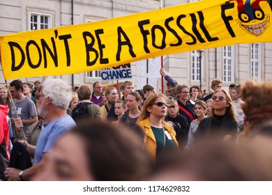 Copenhagen, Denmark - September 8, 2018: The Peoples Climate March For Global Climate Movement Had Actions Across The World. People In Many Countries Came Together Demanding Renewable Energy For All