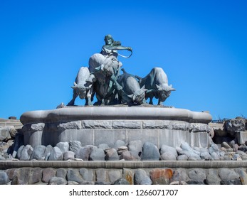 COPENHAGEN, DENMARK-APRIL 11, 2016: Norse Goddess Gefjon Statue By Anders Bundgaard On The Gefion Fountain