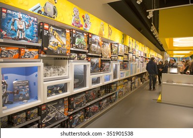 COPENHAGEN: DENMARK-DECEMBER 14, 2015: Interior Lego Toy Store In Copenhagen.