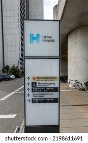 Copenhagen, Denmark,Sept 5, 2022 A Directions Sign At Herlev Hospital.