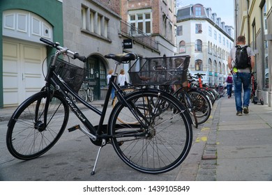 Copenhagen/Denmark - 17 June 2019: Bikes on the street in Copenhagen, Denmark.