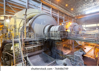 Copiapo, Region de Atacama, Chile - Ball mills at Candelaria Copper Mine in the mining region of northern Chile.