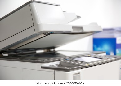 Copier Printer, Close Up The Photocopier Or Photocopy Machine Office Equipment Workplace For Scanner Or Scanning Document And Printing Or Copy Paper Duplicate And Xerox.