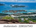 Copolia trail view of St anne marine park, eden island and praslin and la digue, Mahe Seychelles