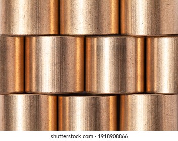 Copper alloy texture. Sleeve bronze bearings macro photo with selective focus