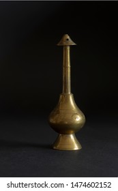 Copper, antique handicraft rich ornate perfume bottle.