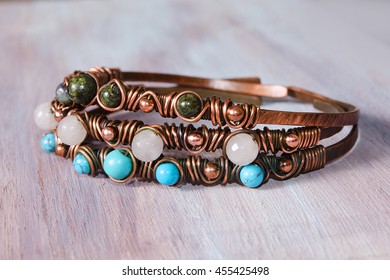 Copper Bracelet With Natural Stones