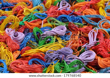 Copper cable scrap recycling industrial background 