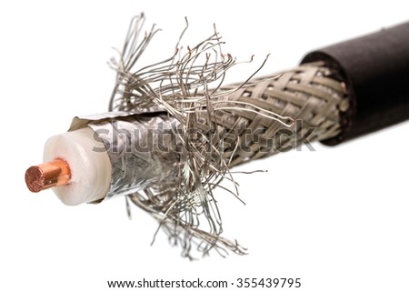 Copper coaxial cable 50 ohm isolated on white background  Foto d'archivio © 
