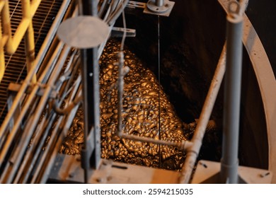 Copper concentration plant. Flotation and processing for ore. Closeup of fine pulp with bubbles.