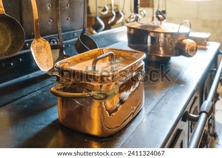 Copper cookware  in the kitchen