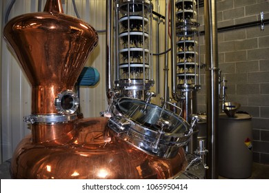 Copper Distiller In Warehouse Distilling Gin