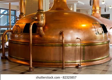 Copper Distillery Tanks In Brewery