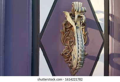 Copper Doorknob In A Medieval European House.