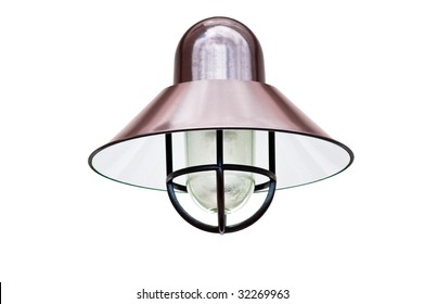 A Copper Exterior Light Fixture Isolated On White