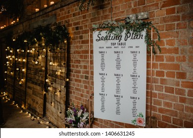 Copper Frame, Hung Seating Plan For Wedding Reception 