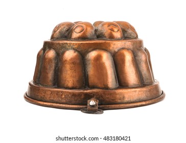   Copper Jelly Mould Isolated On A White Background. 