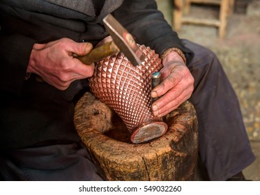 Copper Master, Hands Detail Of Craftsman At Work