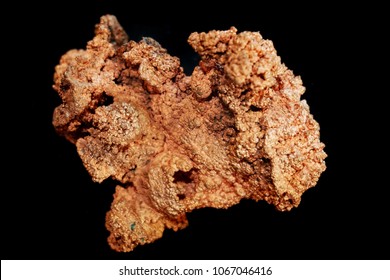 Copper Metal Mineral Isolated On The Black Background