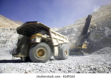 Copper Mining Truck Loaded With Raw Material In Chile