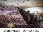 copper mother lode in the loader in underground cooper mine.