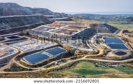 Copper ore processing at Skouriotissa mine in Cyprus. Industrial landscape