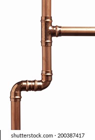 Copper Pipe On White With Connector