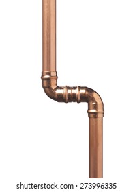 Copper Pipe On White With Connector