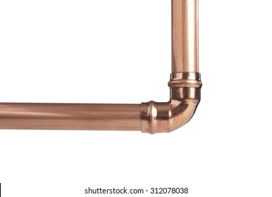 Copper Pipe On White With Connector