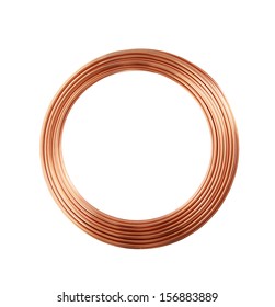copper pipes on white background