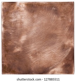 Copper plate textures, old metal backgrounds, isolated