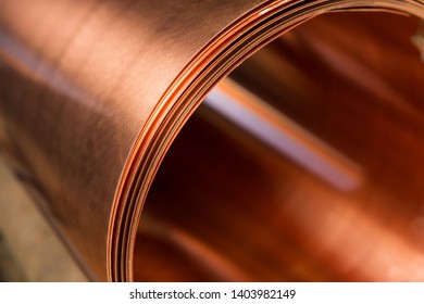 Copper Sheet Is Twisted Into A Large Roll