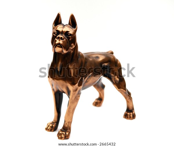 metal boxer dog statue