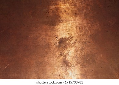 Copper surface. bronze background. metal plate with spots and scratches. brown grunge texture