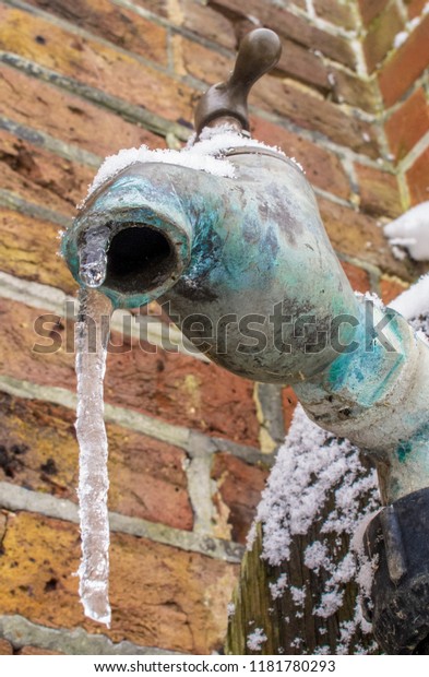 Copper Tap Faucet Fitted Outside Red Stock Photo Edit Now 1181780293