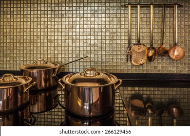 Copper Utensils Luxury  Interior Kitchen