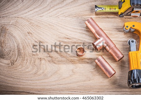 Similar – Image, Stock Photo metal plumber clamp in color background