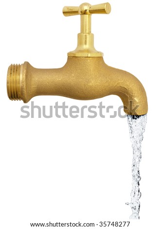 copper water tap over the white background