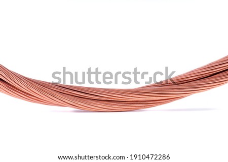 Copper Wire Cable Line Isolated on White Background