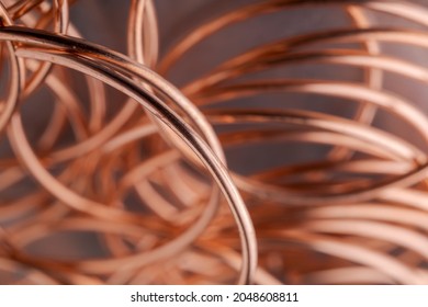 Copper Wire Non-ferrous Metals, Product Metalworking Industry. Abstract Metal Shapes.